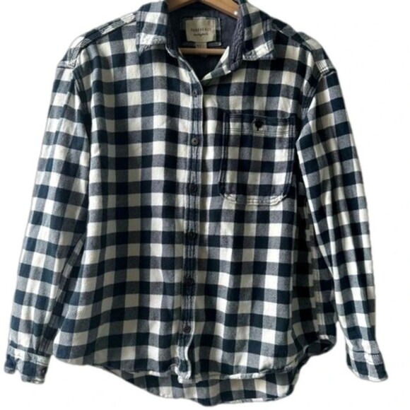 Forever 21 black & white plaid button down shirt size small casual shabby chic - Picture 2 of 2